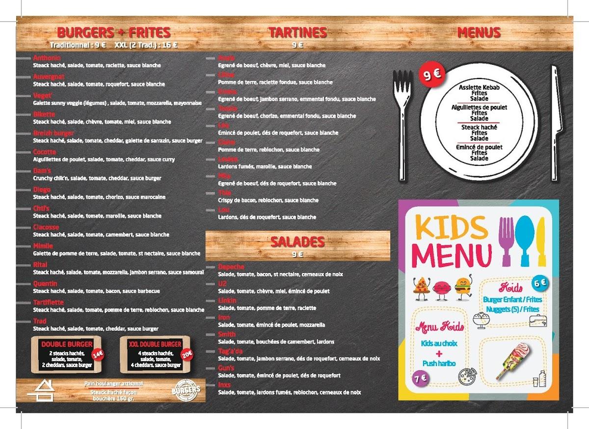 Menu au La Grange pub et bar, Guichen