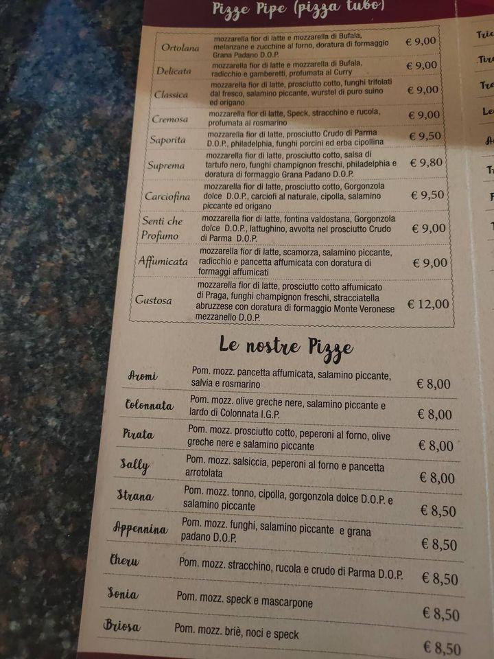 Menu at Pizzeria di San Bonifacio, San Bonifacio