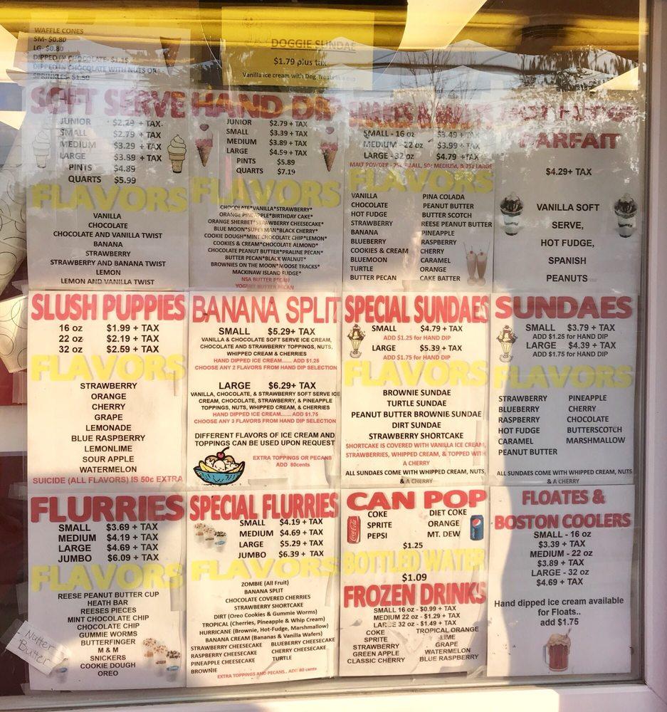 Menu at Banana Boat Dairy Delight, Flint