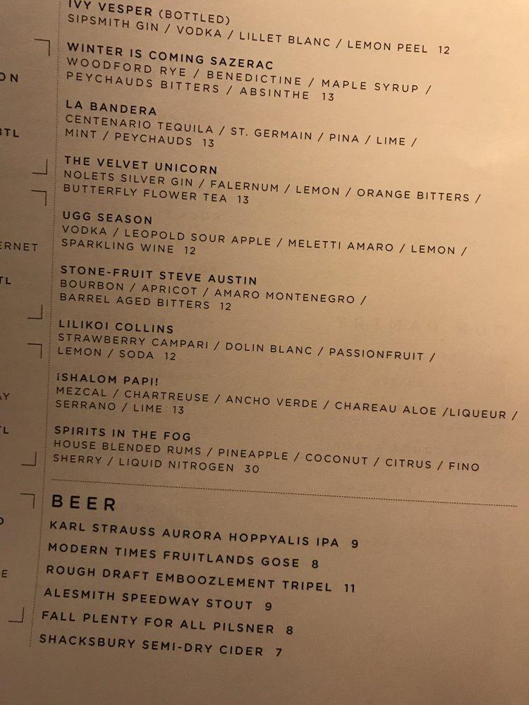 Menu at Juniper & Ivy pub & bar, San Diego