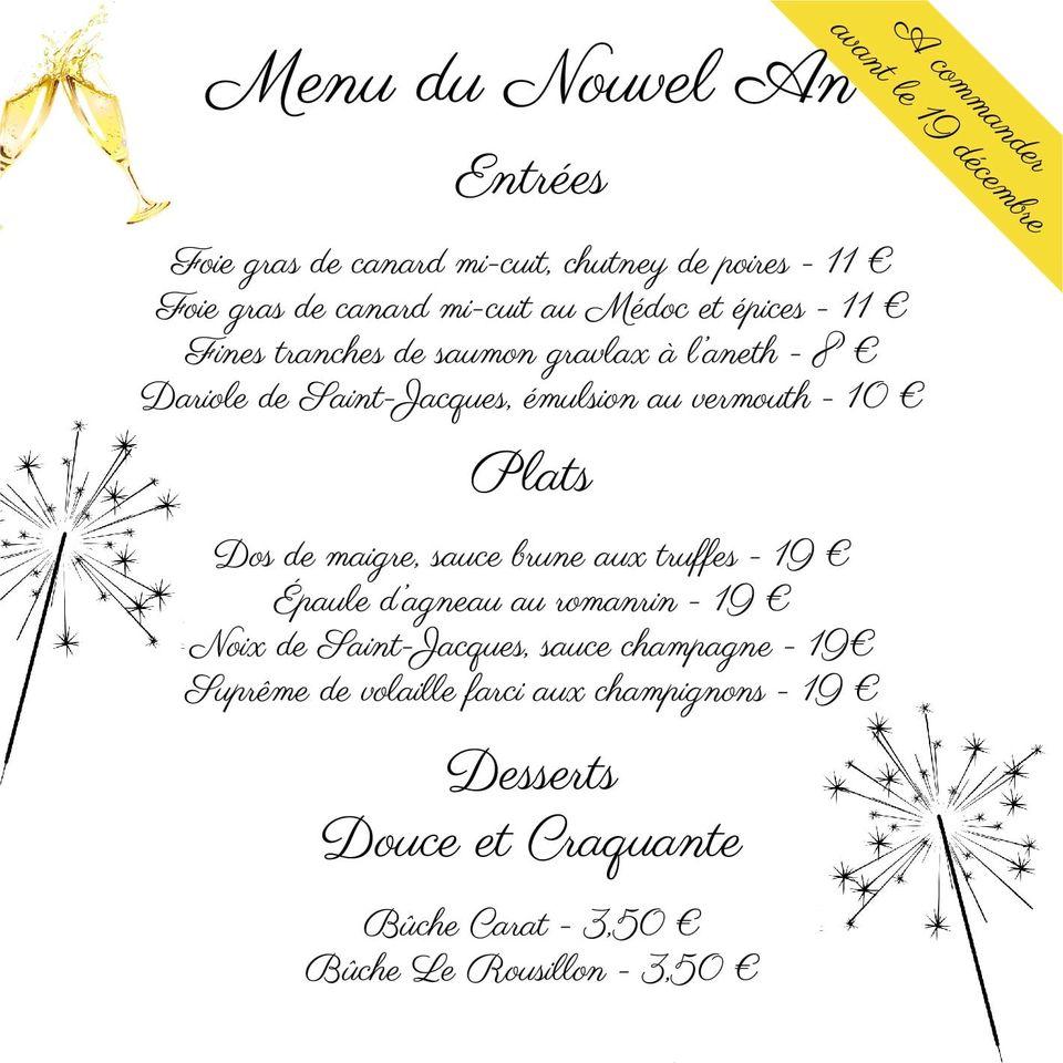 Menu au L'ardoise gourmande restaurant, Luçon