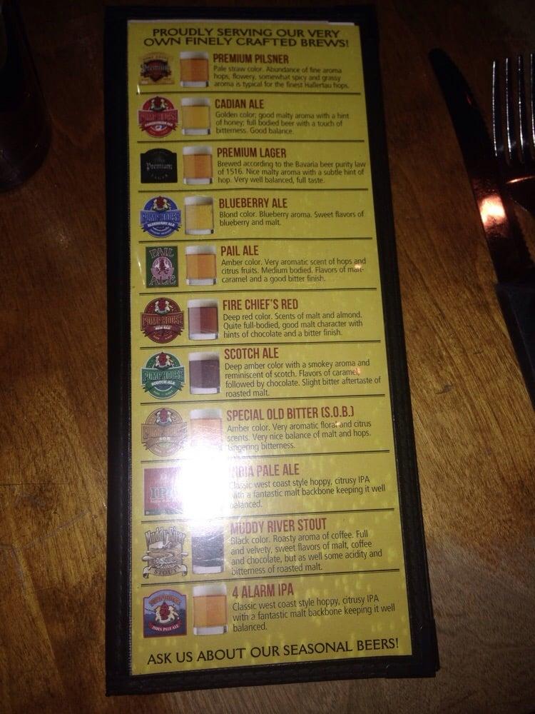 Menu at Pump House Brewpub & Restaurant, Moncton