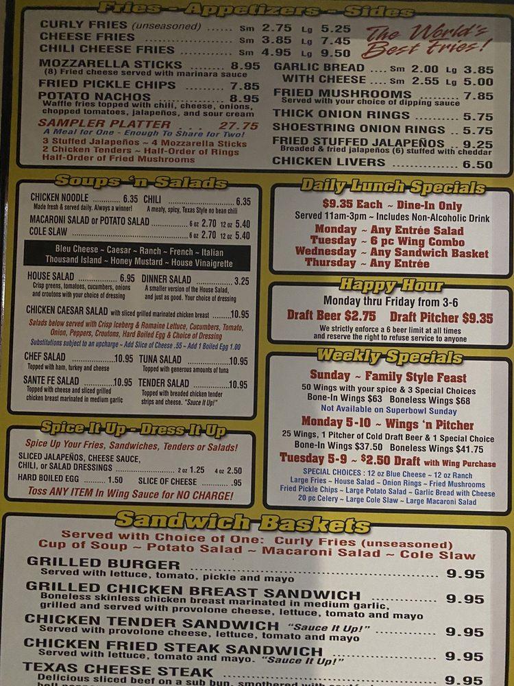 Menu at WingsNThings 290 restaurant, Houston, Northwest Fwy