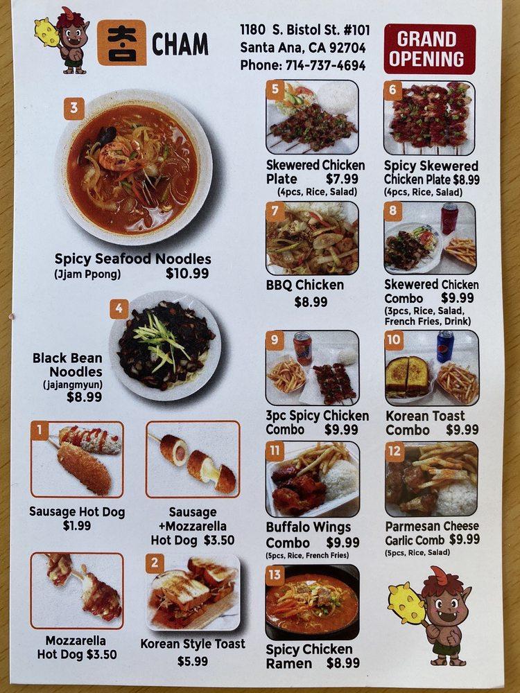 Menu at Cham Korean Style Food restaurant, Santa Ana