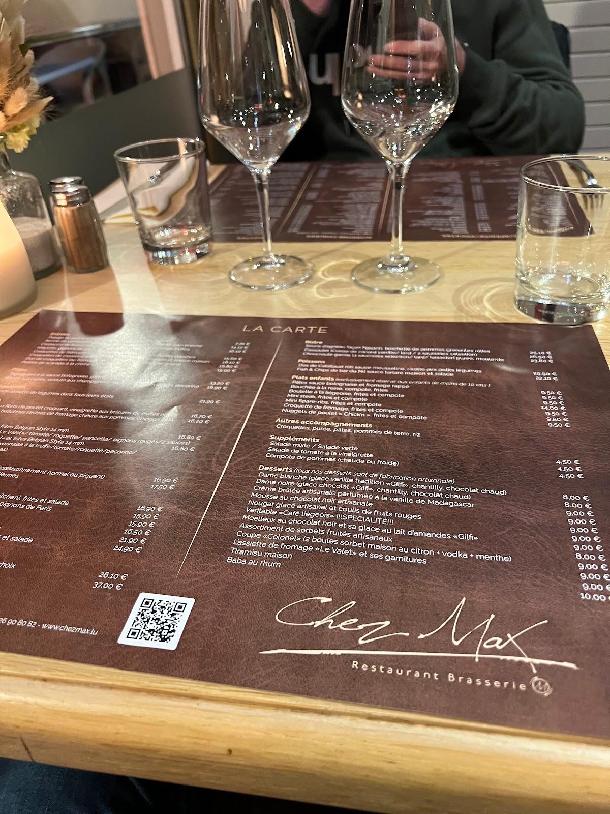 Menu at Chez Max restaurant, Weiswampach