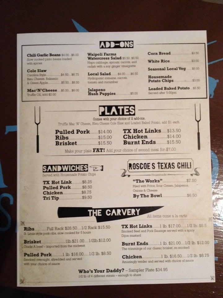 Menu at Fat Daddy's Smokehouse BBQ, Kihei