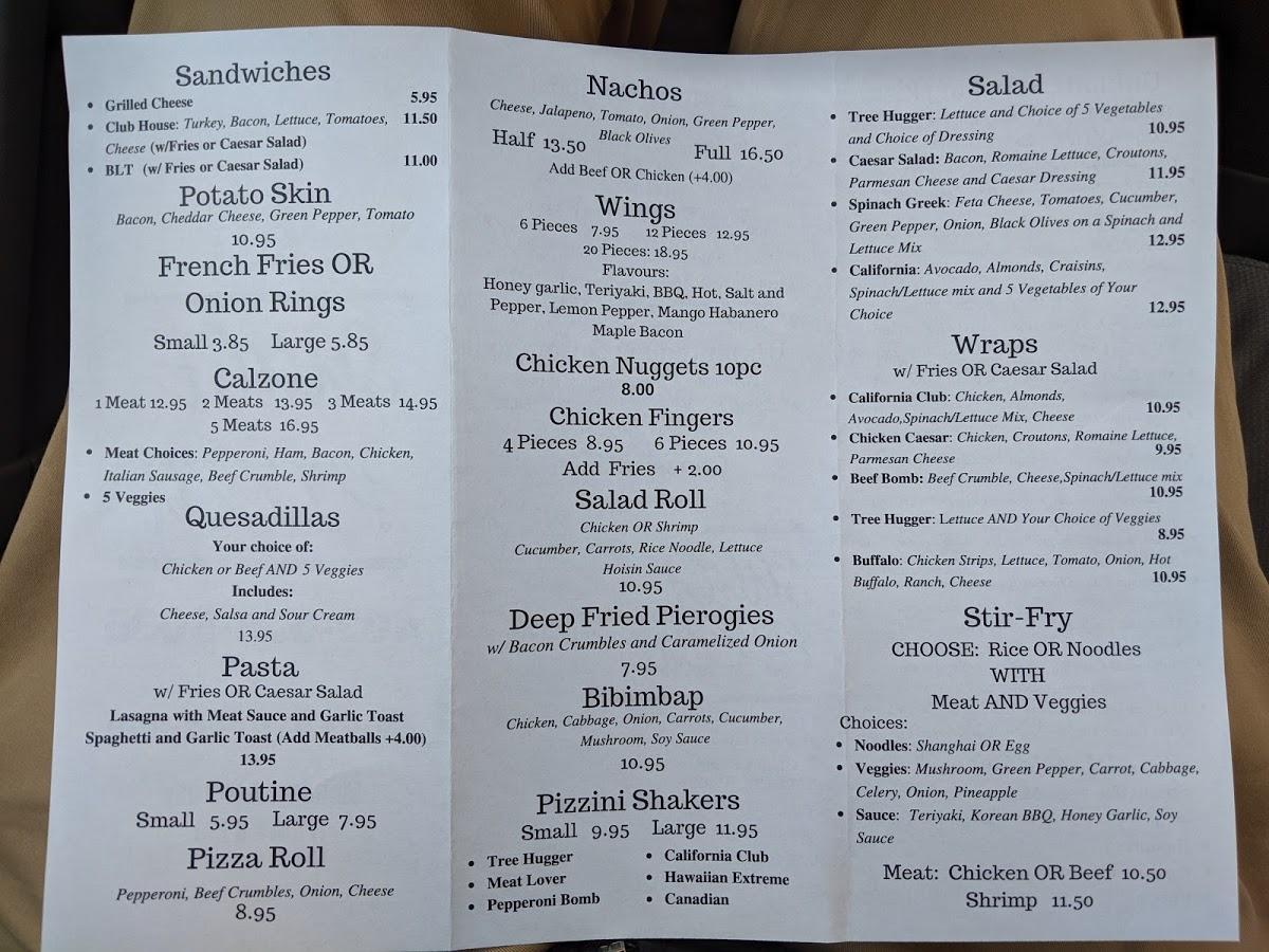Menu at Sauce Pizza pizzeria, Cardston