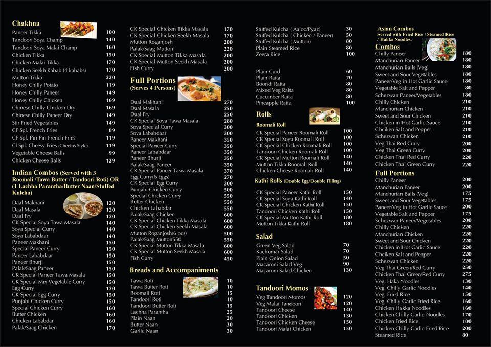 Menu at Comboking, Noida