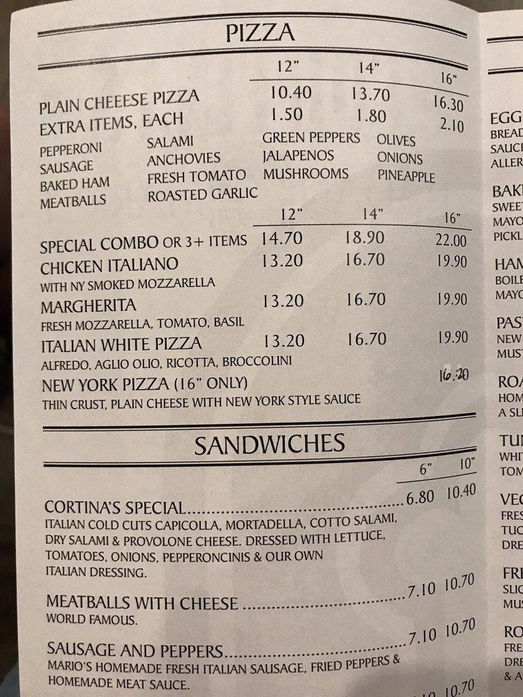 Menu at Cortina's Italian Market & Pizzeria, Anaheim, W Orange Ave