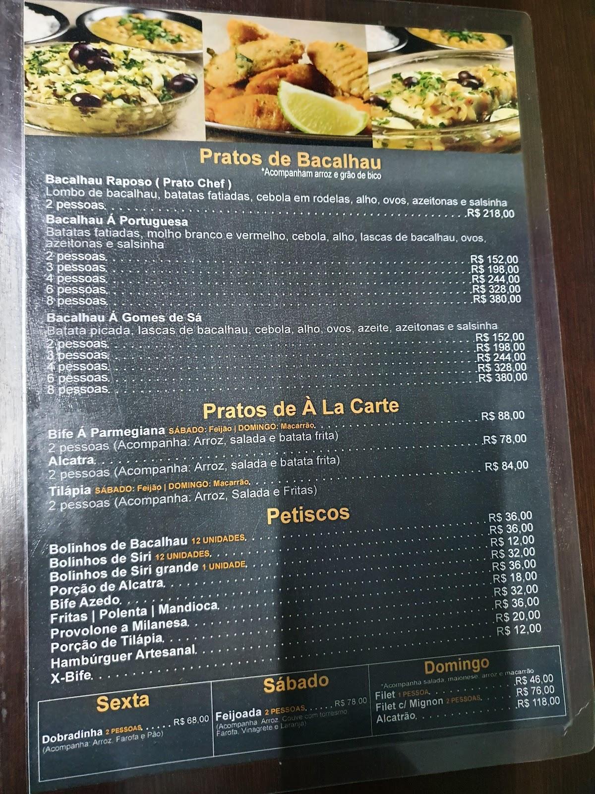 Carta Del Restaurante Cantina Dos A Ores Curitiba