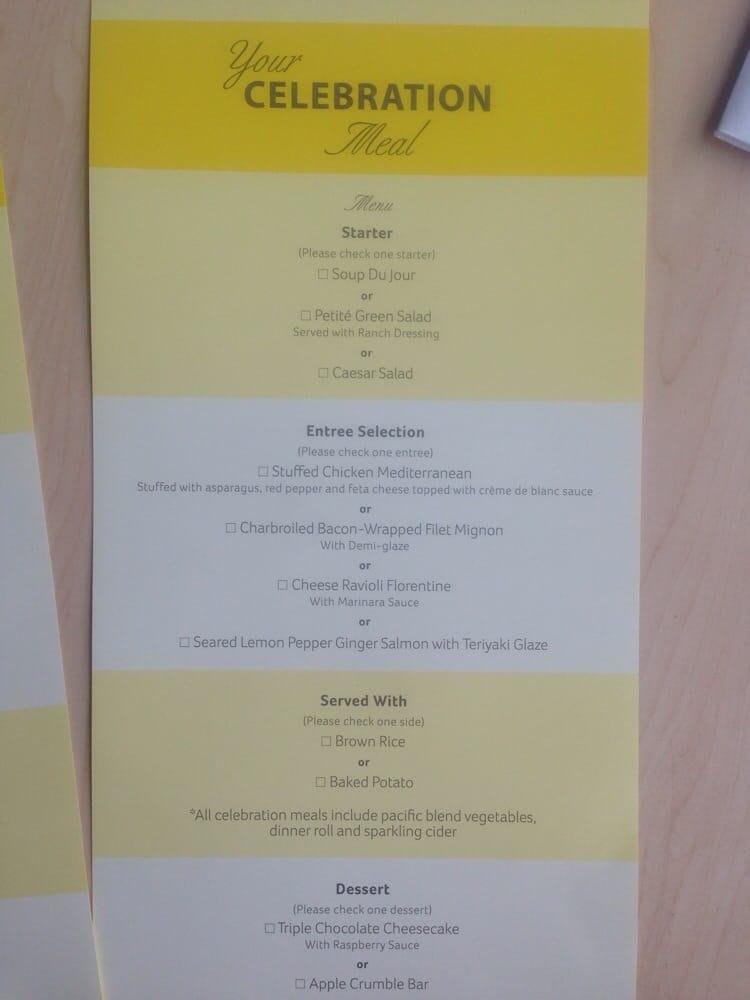 Menu at Hoag Hospital Cafeteria, Newport Beach