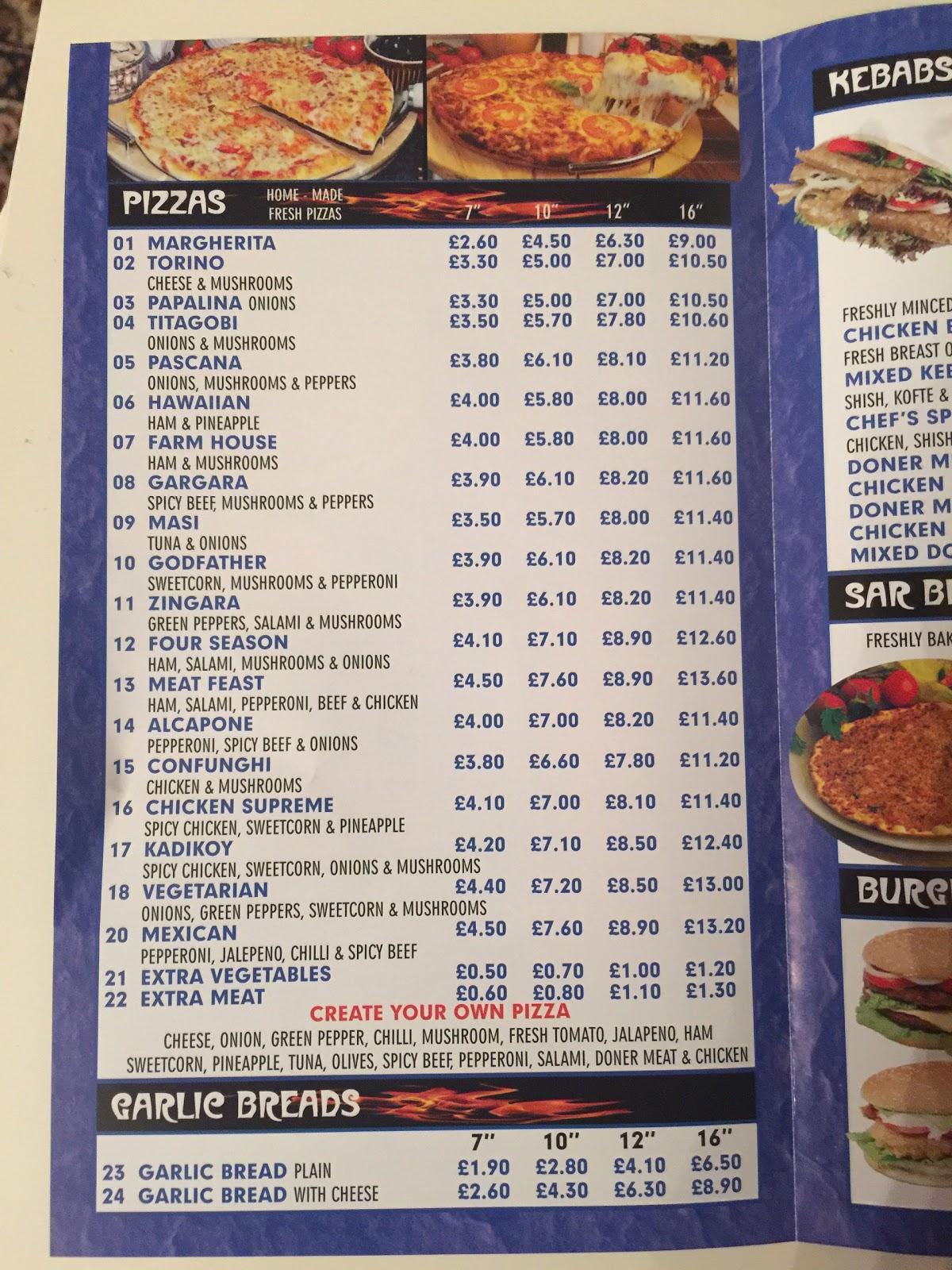 Menu at Baba Ali Pizza & Kebab restaurant, Welshpool