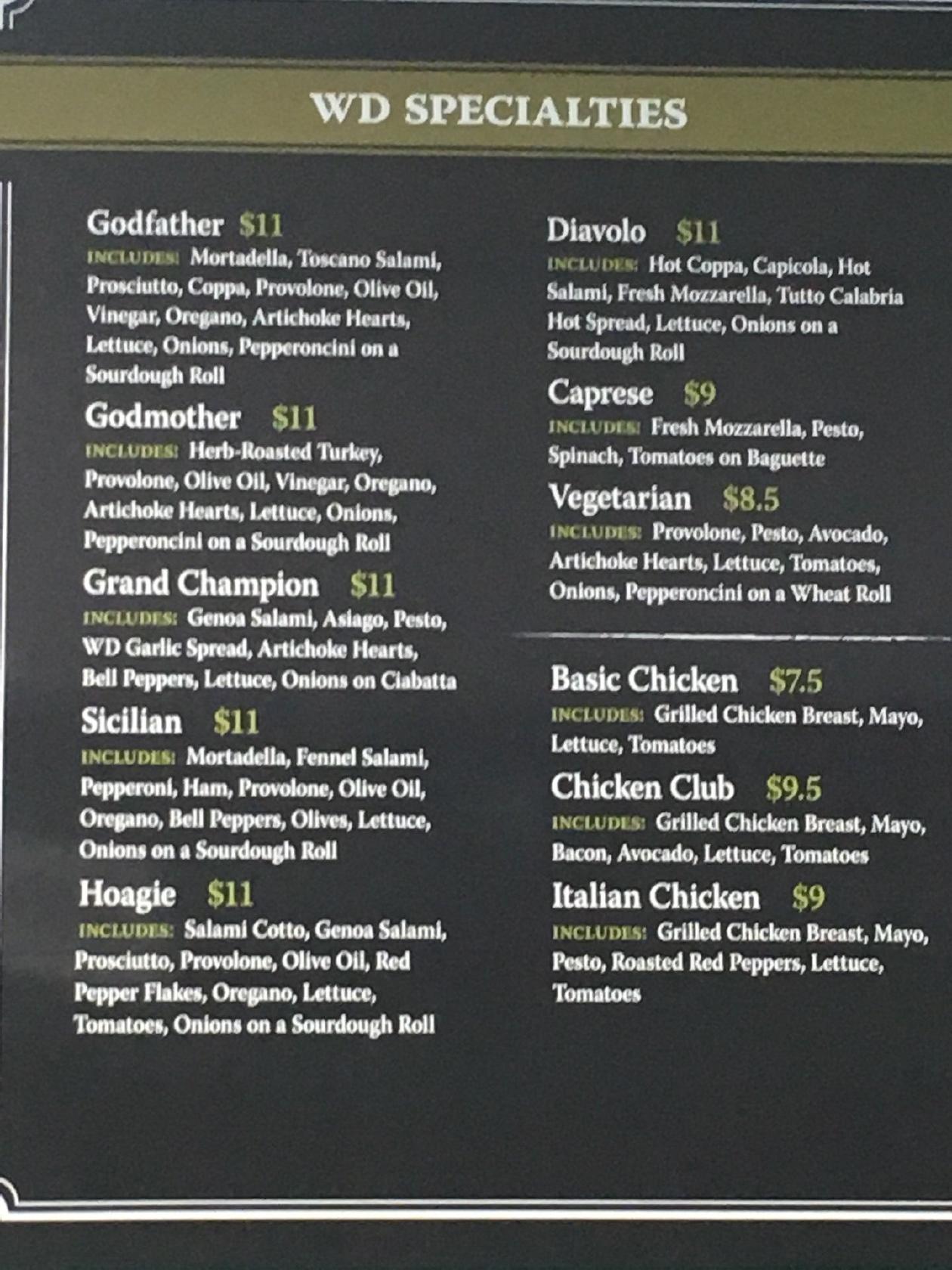 Menu at Colombo's Deli Woodside restaurant, Redwood City
