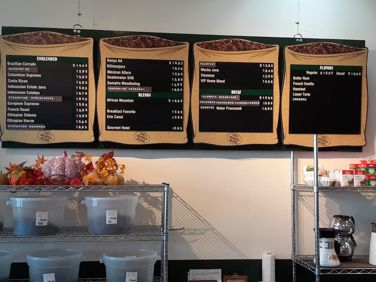 Menu at Hyman Smith Coffee, Syracuse