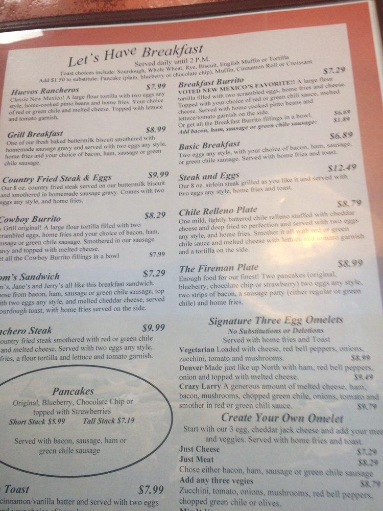 Menu at Katrinah's East Mountain Grill restaurant, Edgewood