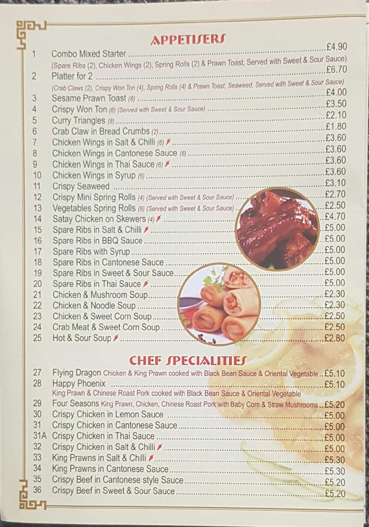 Menu at Golden City Clowne fast food, Clowne, 11 Mill St