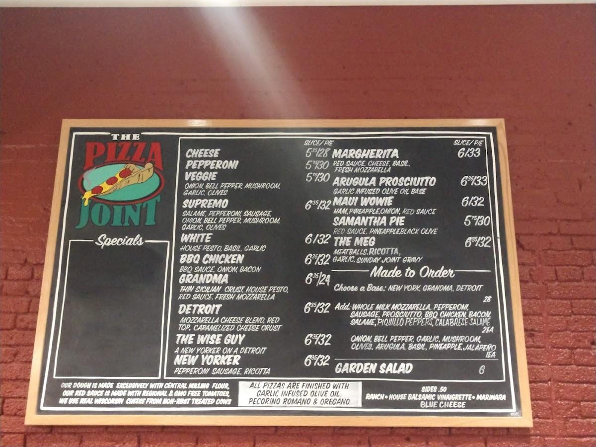 Carta de pizzería The Pizza Joint, Nevada City