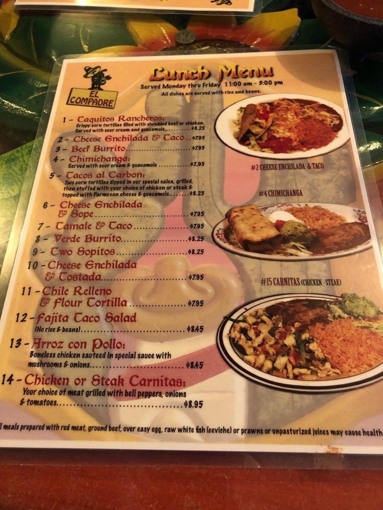 Menu at El Compadre Restaurant, Long Beach