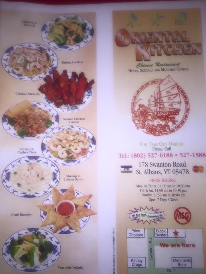 Menu at Oriental Kitchen restaurant, Saint Albans City