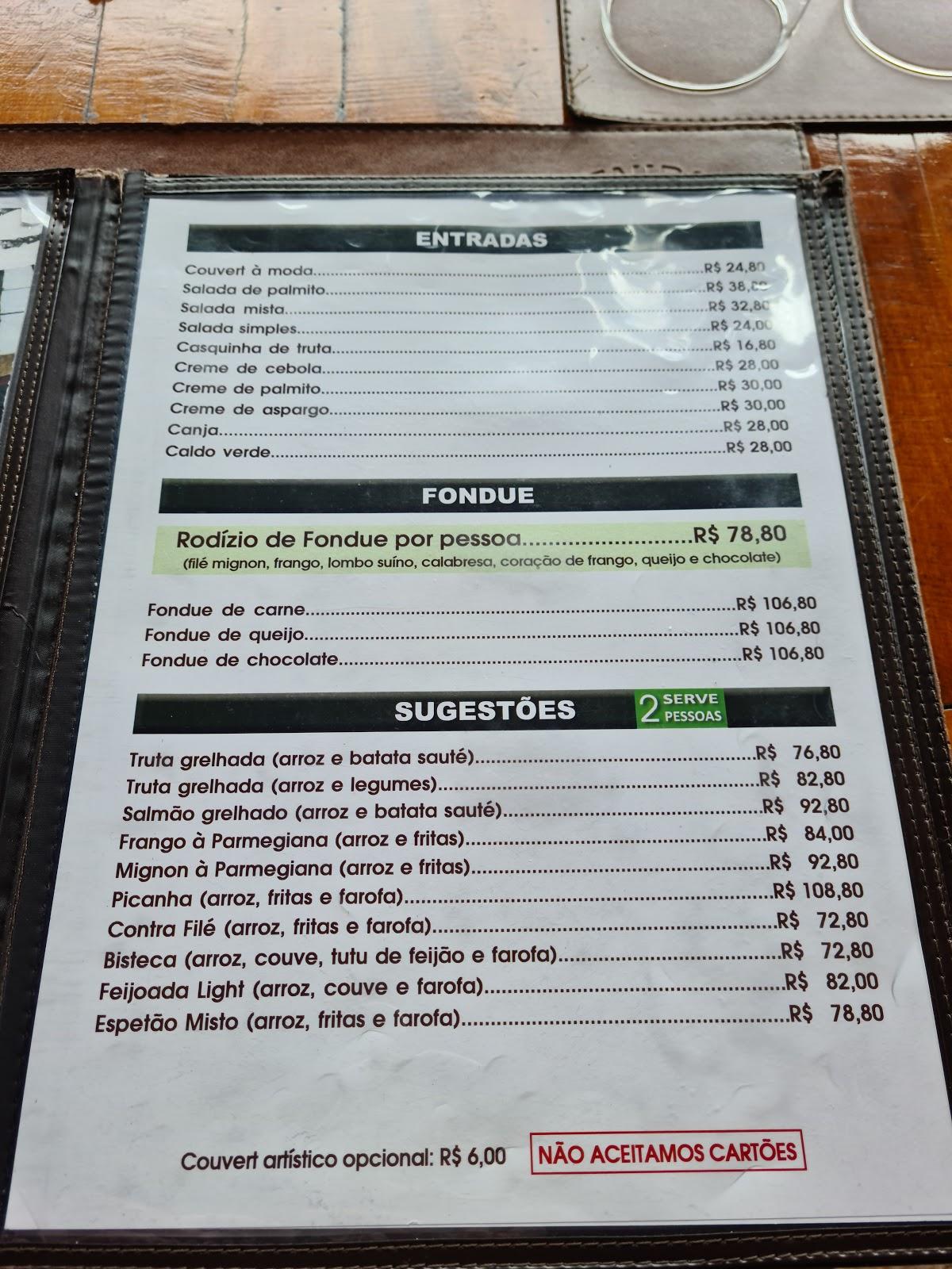 Menu em Restaurante Krokodillo III, Campos do Jordão