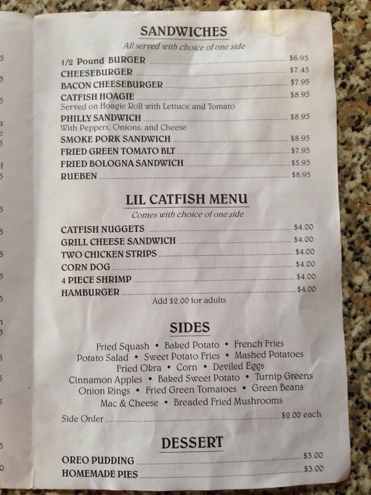Menu at Catfish Cabin restaurant, Crossville, Peavine Rd