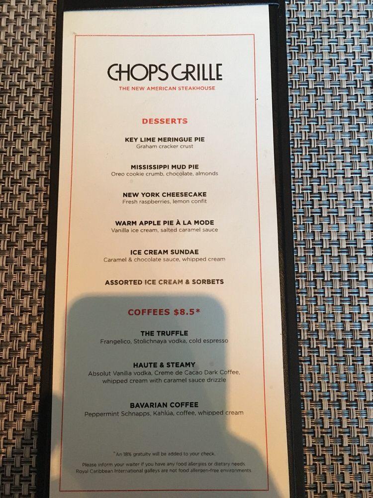 Menu At Chops Grill, Fort Lauderdale