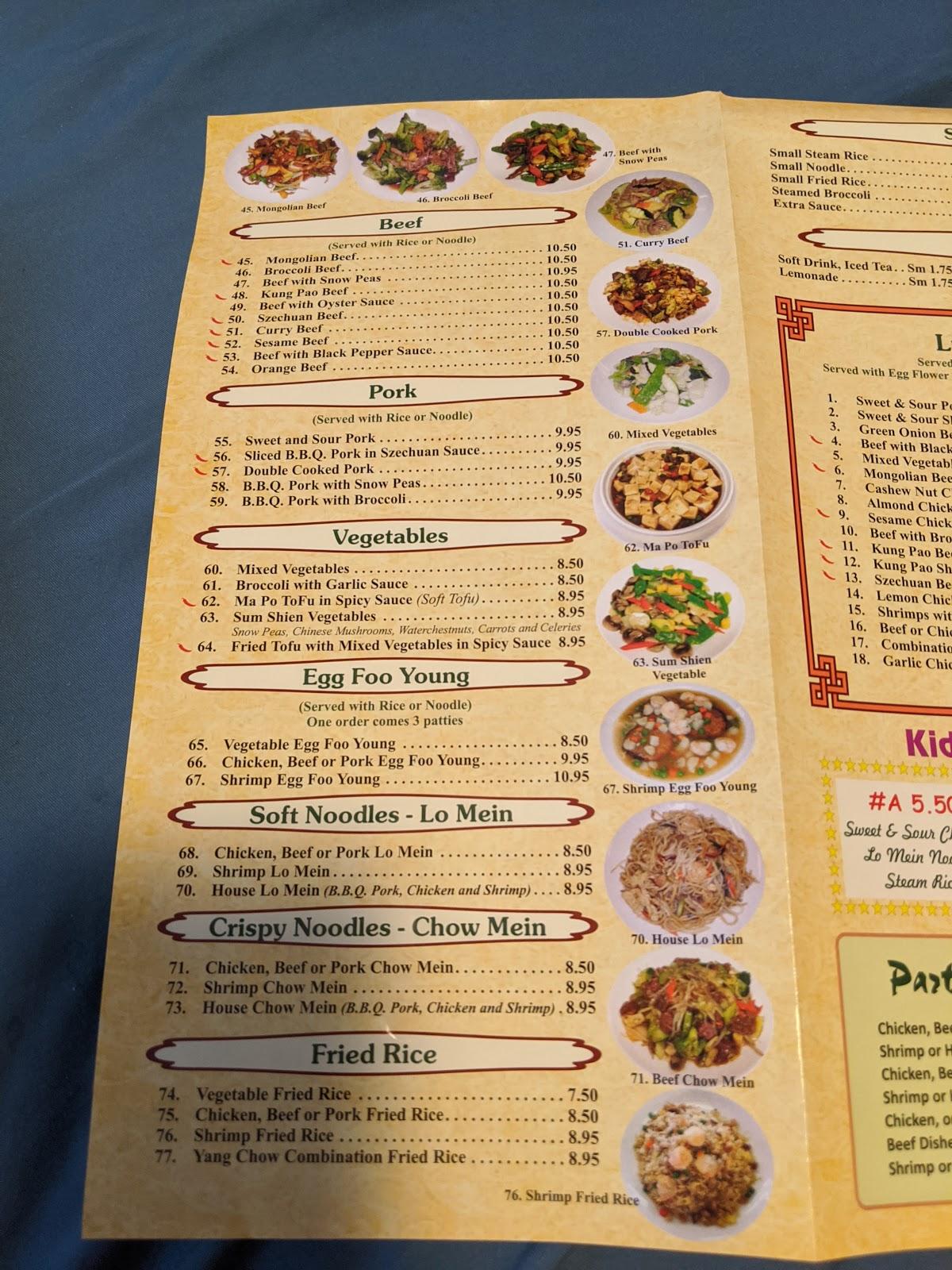 Menu at China Garden Restaurant, Parker