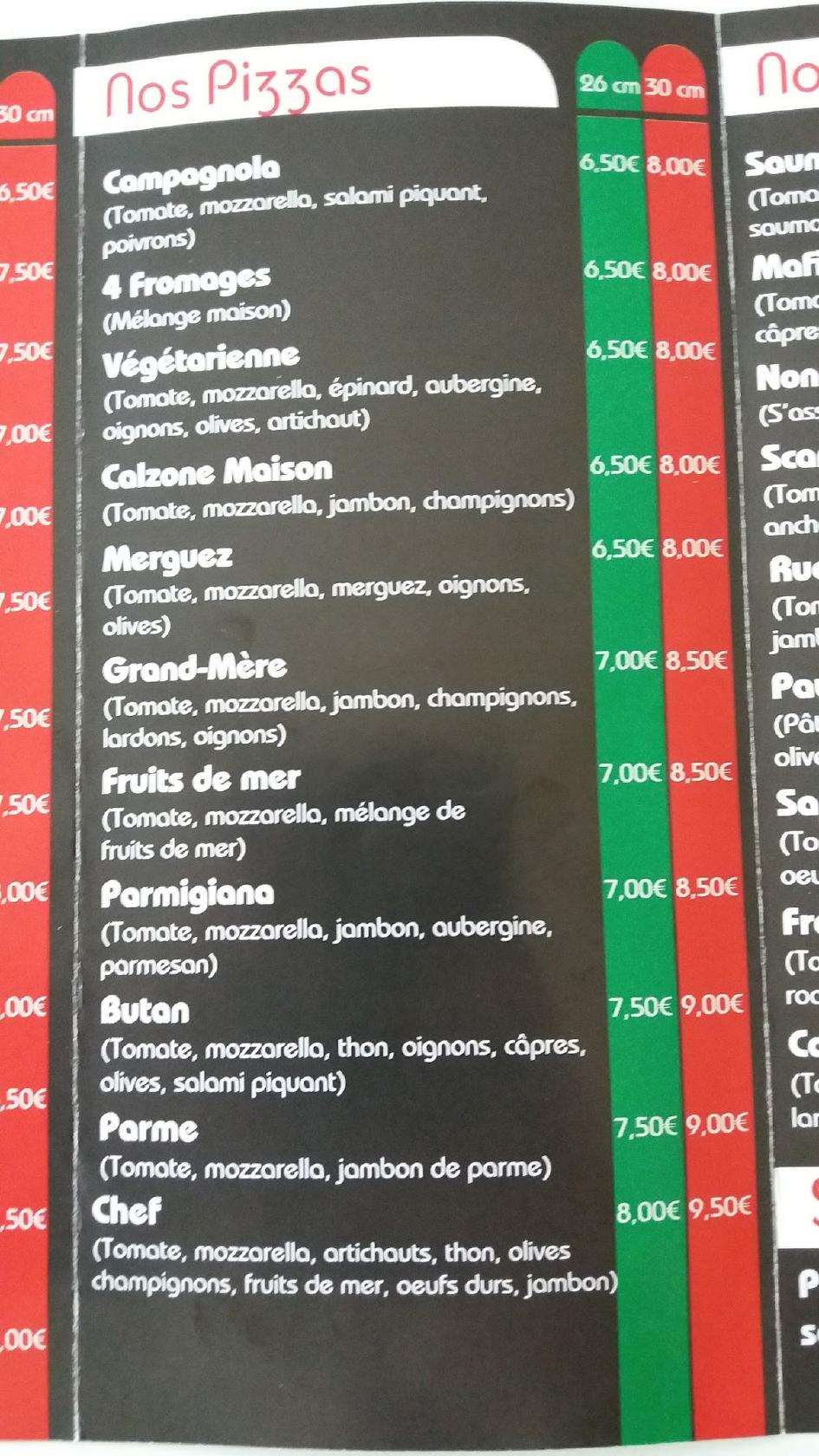 Menu au Chez Nono, GrâceHollogne, C