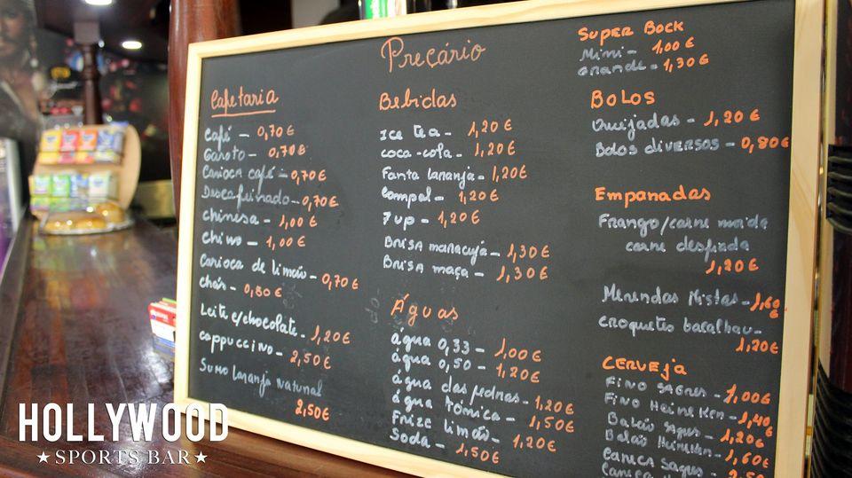 Menu at Hollywood Sports Bar, Funchal