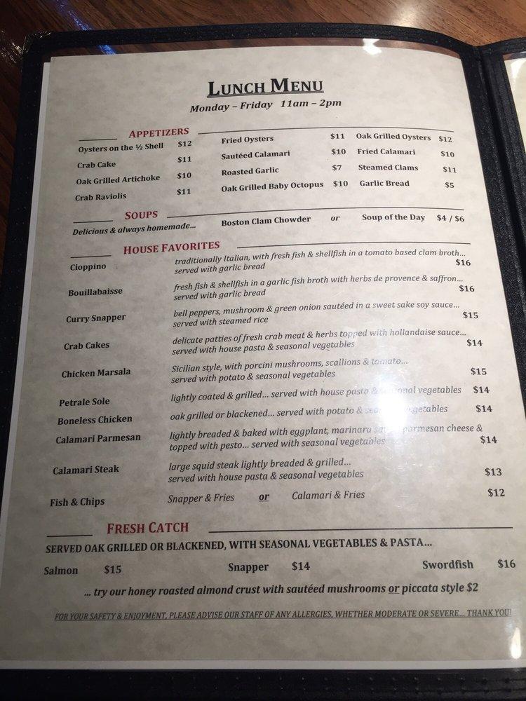 Menu at The Fish House Bar & Grill, Watsonville