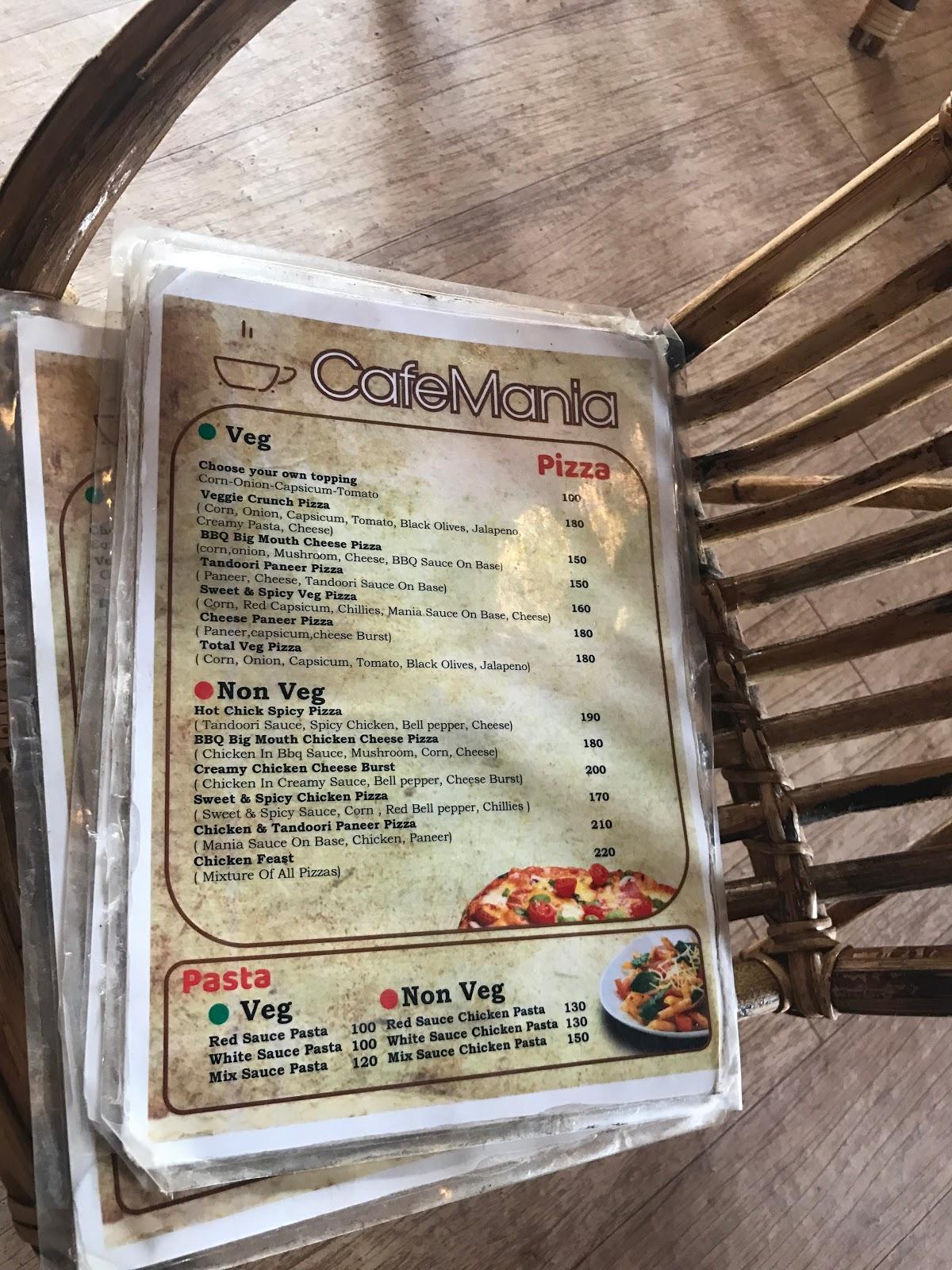 Cafe mania menu