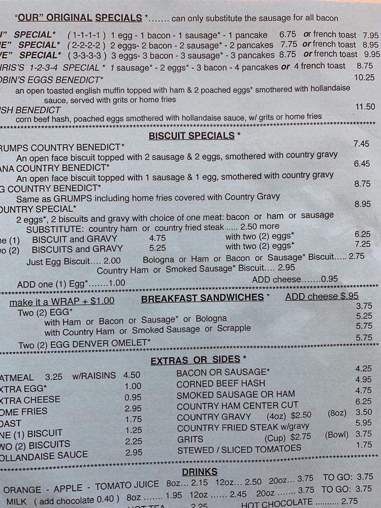 Menu at Joe's Diner by the Airport restaurant, Myrtle Beach, Fred Nash Blvd