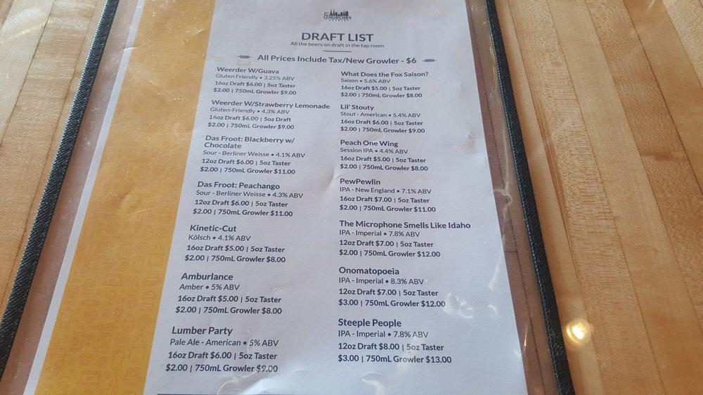 Menu at Five Churches Brewing pub & bar, New Britain