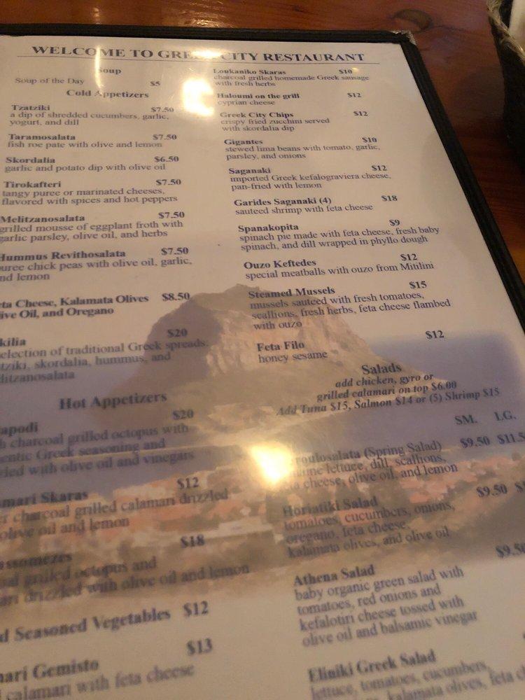 Menu at Greek City Restaurant, Ramsey