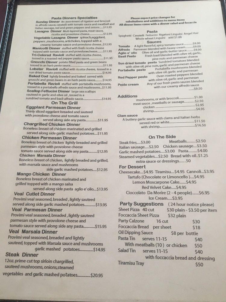 Menu at Scotti's Italian Eatery pizzeria, Cleveland