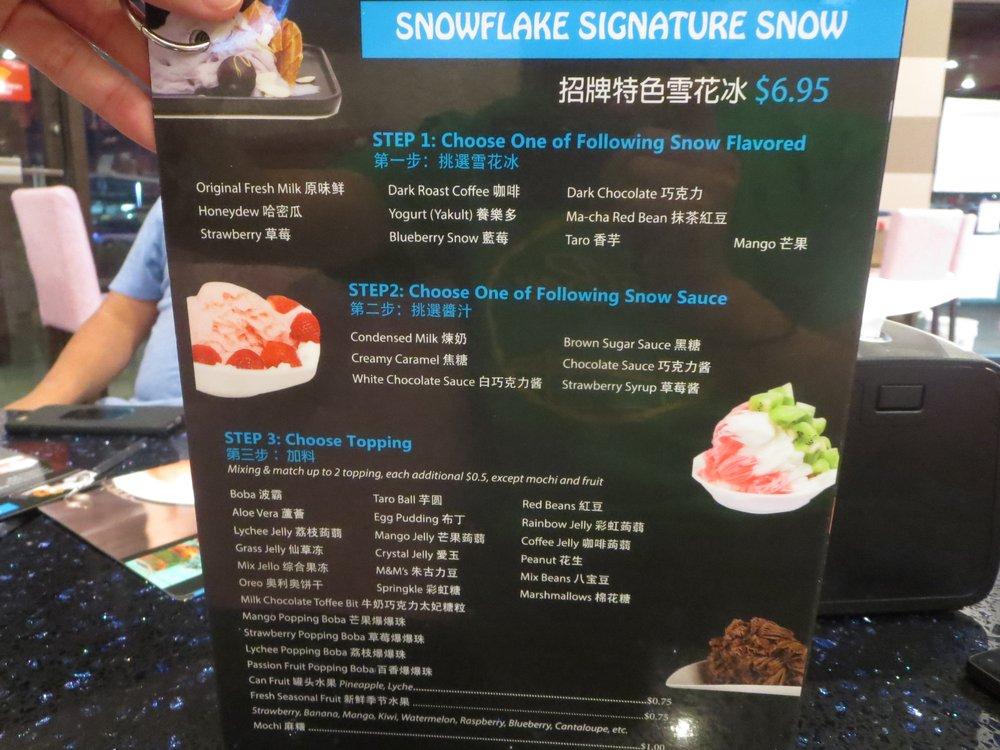Menu at Snowflake Tea House pub & bar, Duluth