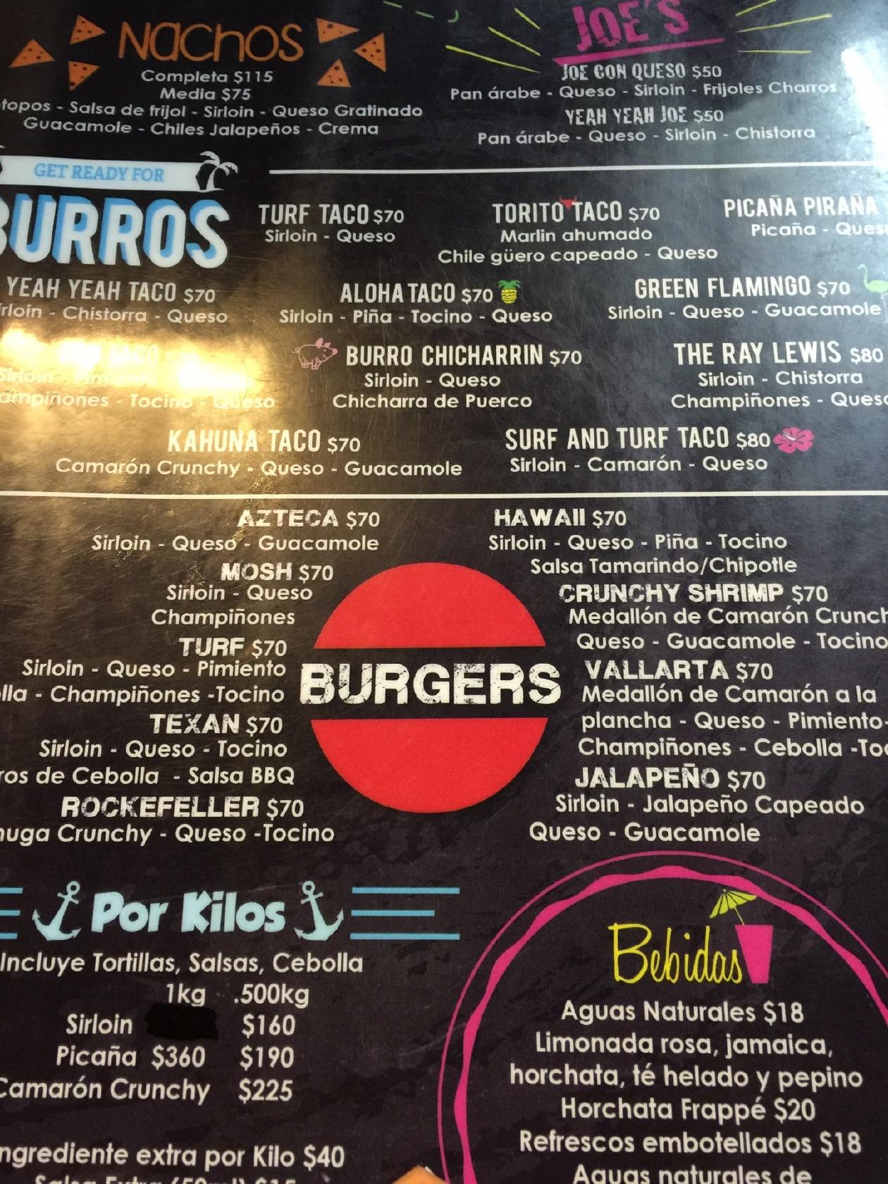 Menu at Surf and Turf Taco restaurant, Merida, Calle 41 num 285 x 40 Fraccionamiento