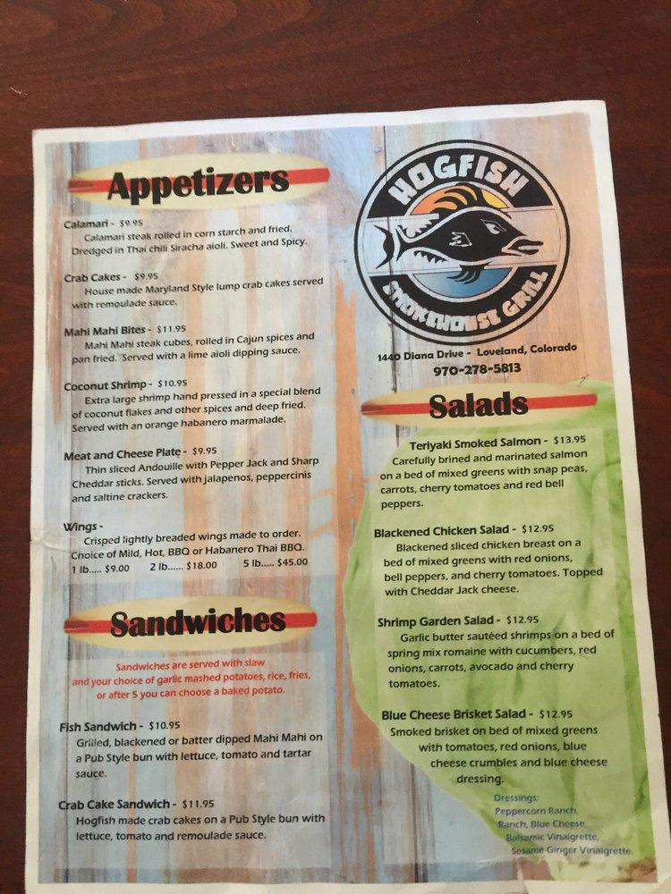 Menu at Hogfish Seafood & Smokehouse pub & bar, Loveland