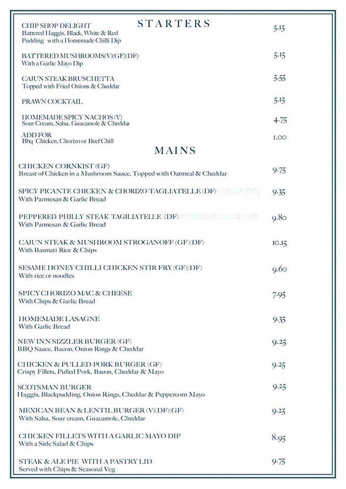 Menu at New Inn Hotel pub & bar, Ellon