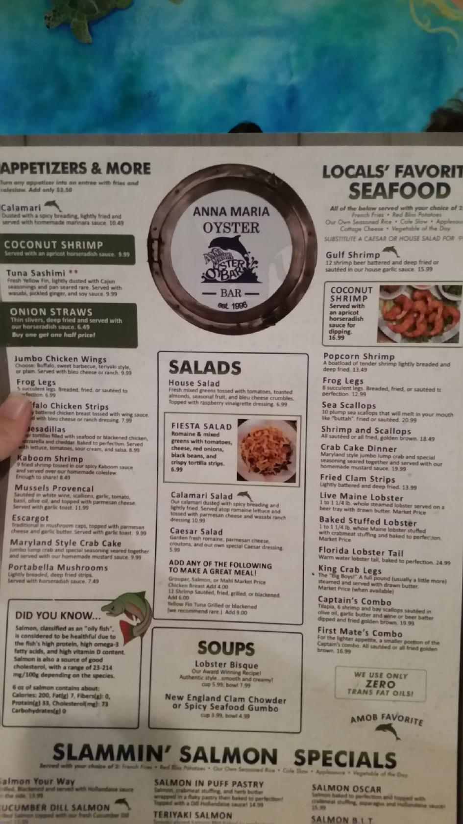 Menu at Anna Maria Oyster Bar Ellenton, Ellenton, 51st Ave E