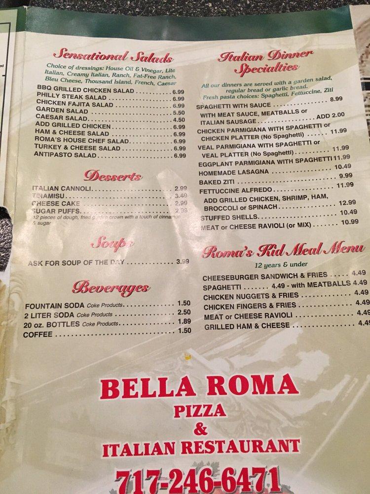 Menu At Bella Roma Restaurant, Winterstown