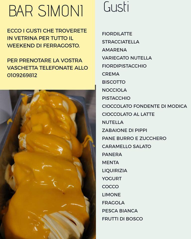 Menu di Bar Simoni 