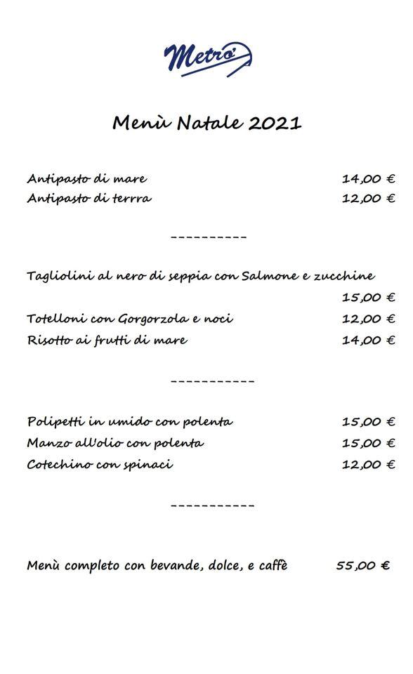 Menu di Pizzeria Ristorante Metro' 