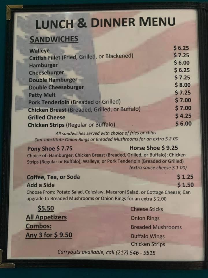 Menu at VFW Lafore Lock Post 755 pub & bar, Springfield