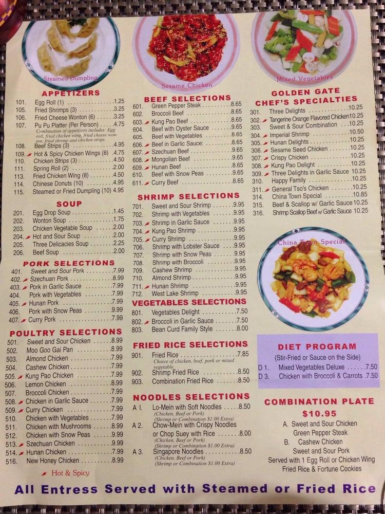 Menu at Golden Gate Chinese Restaurant, Grand Prairie