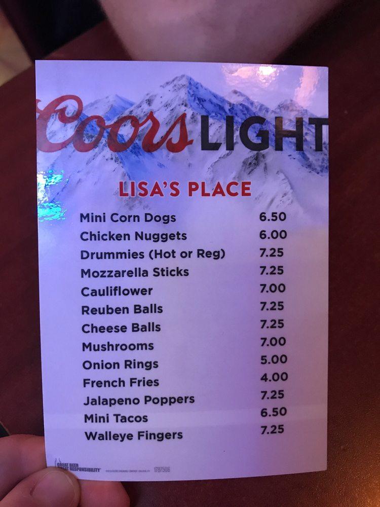 Menu at Lisa's Place Carver MN pub & bar, Carver