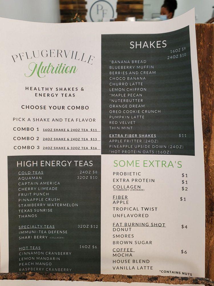 Menu at Pflugerville Nutrition by Herbalife pub & bar, Pflugerville