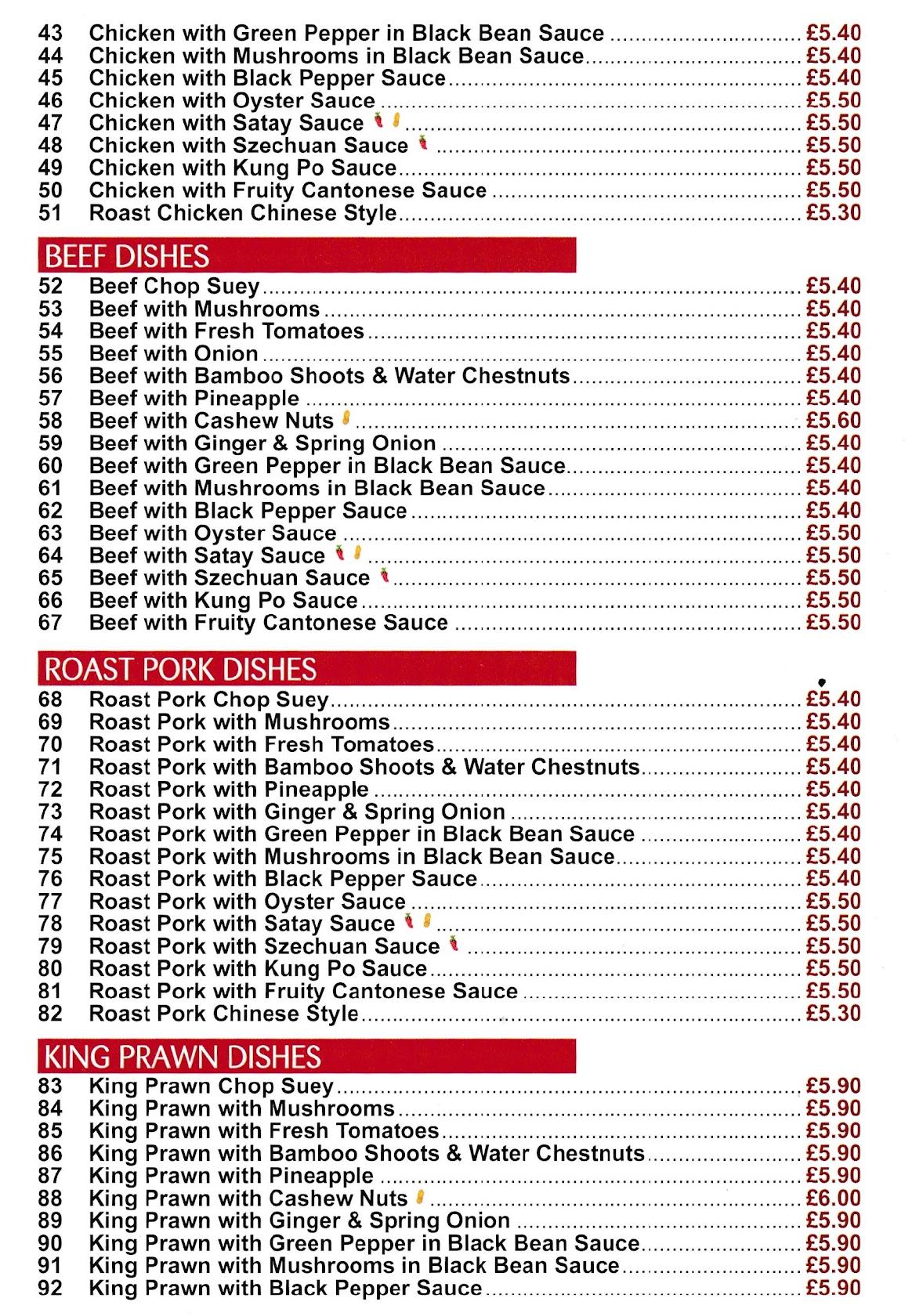 Menu at China Star fast food, Bedworth