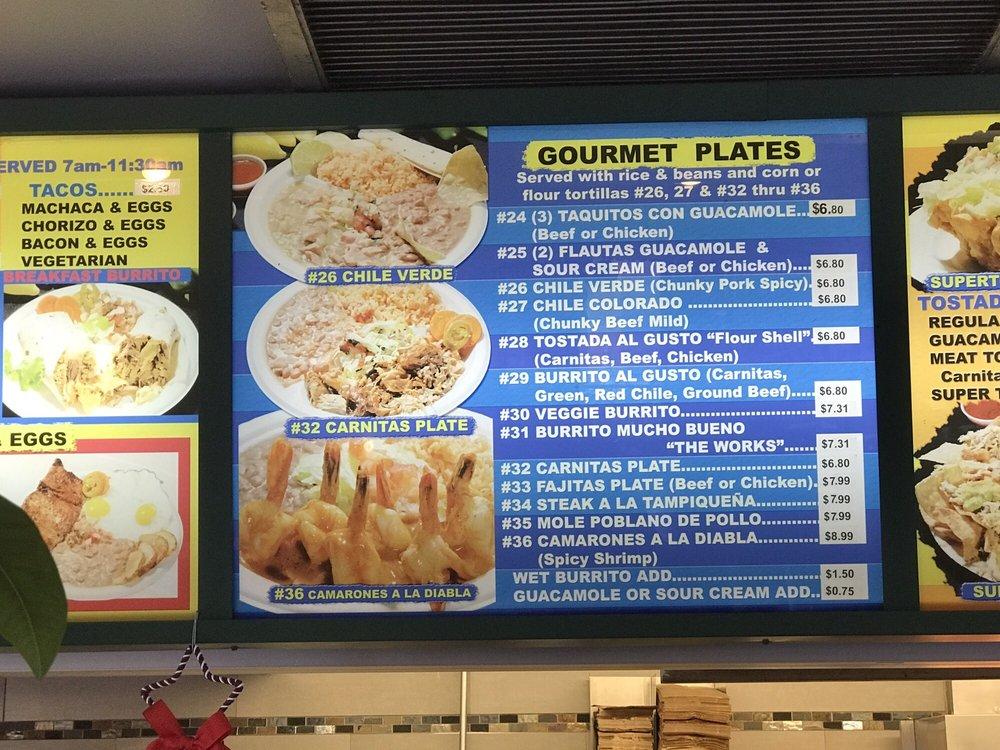 Menu at George's Mexican Food restaurant, Huntington Beach