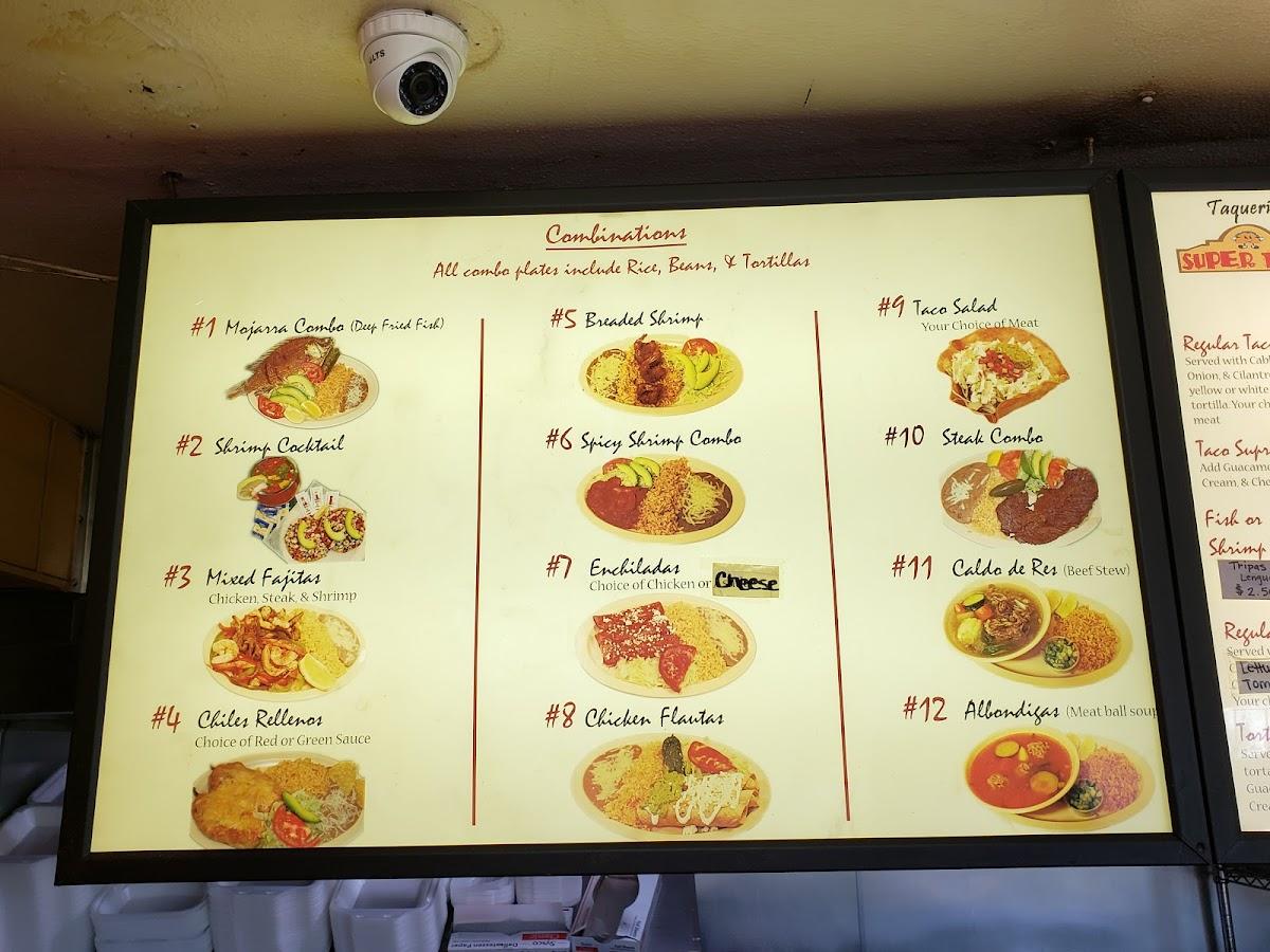 Menu at Taqueria Super Taco restaurant, Woodlake